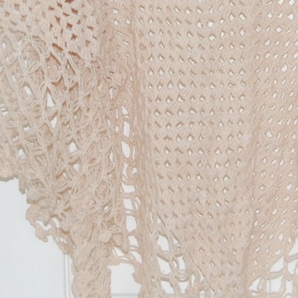 NEW Handmade Crochet Triangular Shawl, Salmon Beige Color, L=71" with 33" Drop - Picture 2 of 7
